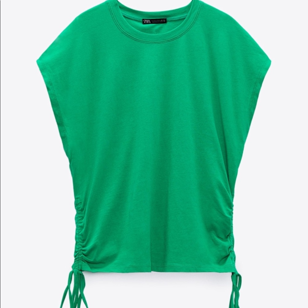 ZARA RUCHED COTTON TOP - Picture 4 of 9